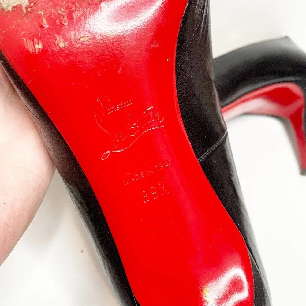❌SOLD❌ Authentic Christian Louboutin Matte Black Leather Pumps Women’s 39 1/2 - Picture 11 of 11